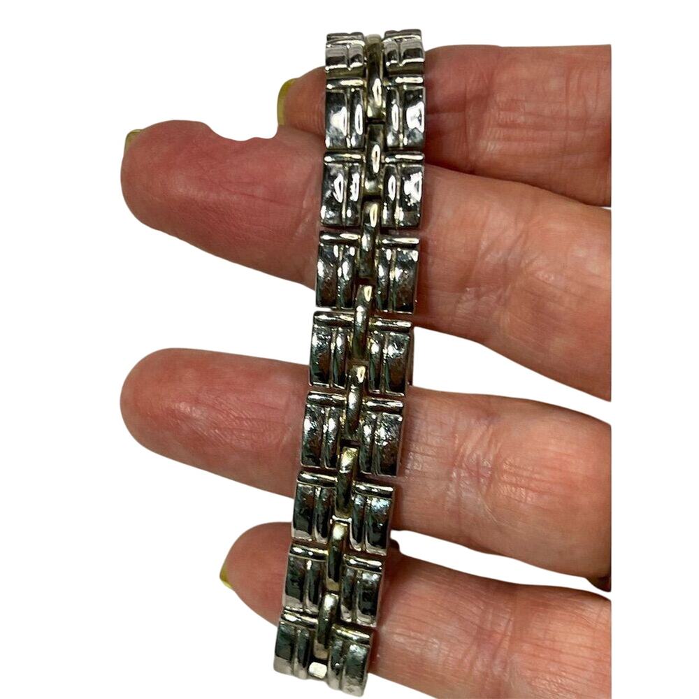 Watch Band Look  Bracelet Three Row Link Bracelet Stainless Steel 7.5 inches - Picture 5 of 5